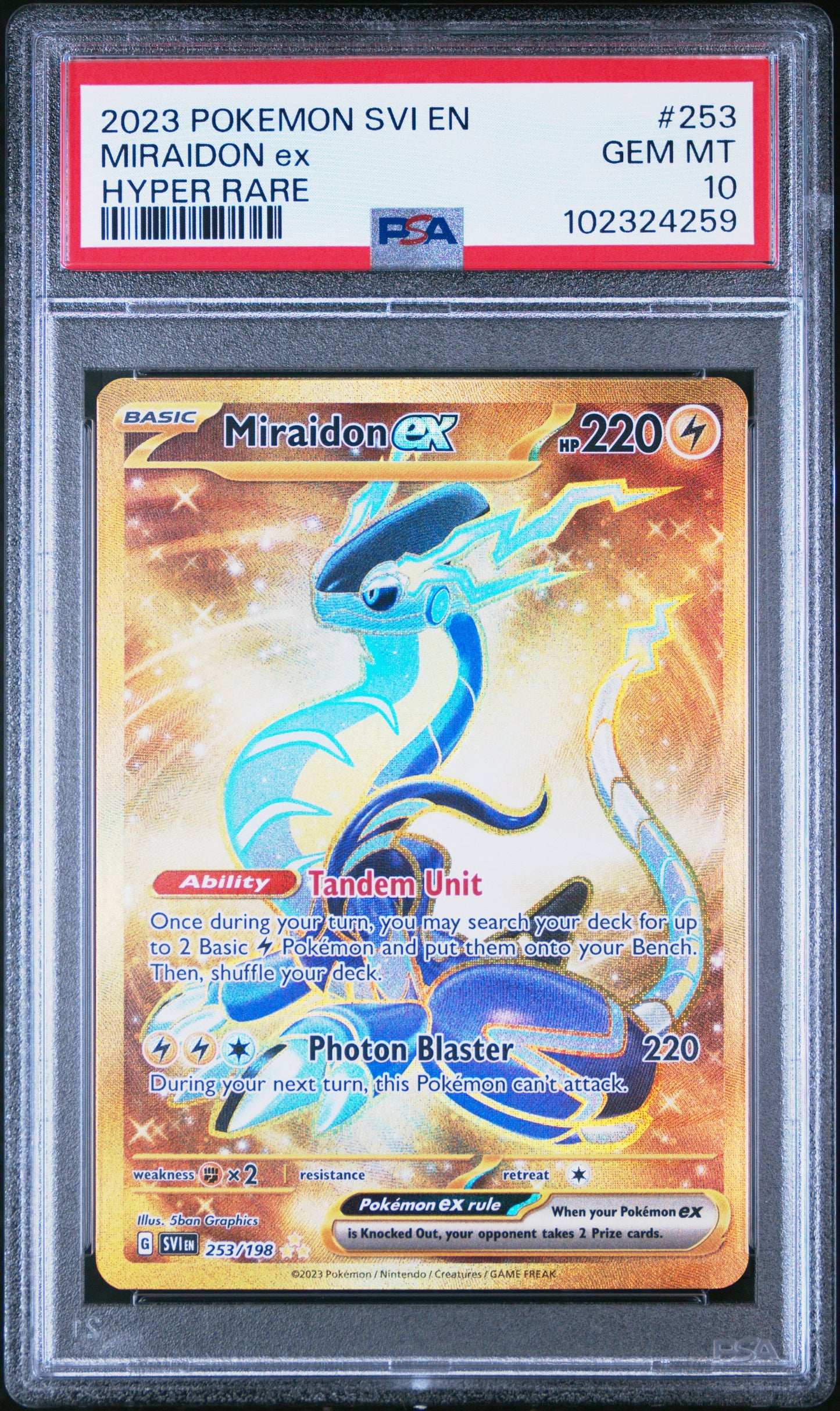 Miraidon Ex - Pokemon TCG Scarlet and Violet English - 253/198 - PSA 10