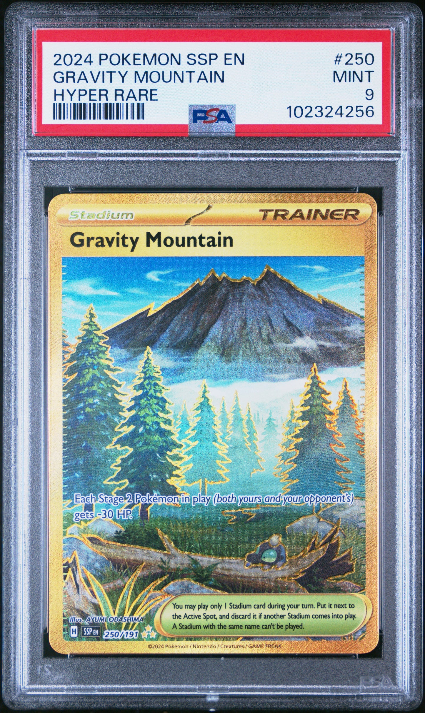 Gravity Mountain - Pokemon TCG Surging Sparks English - 250/191 - PSA 9