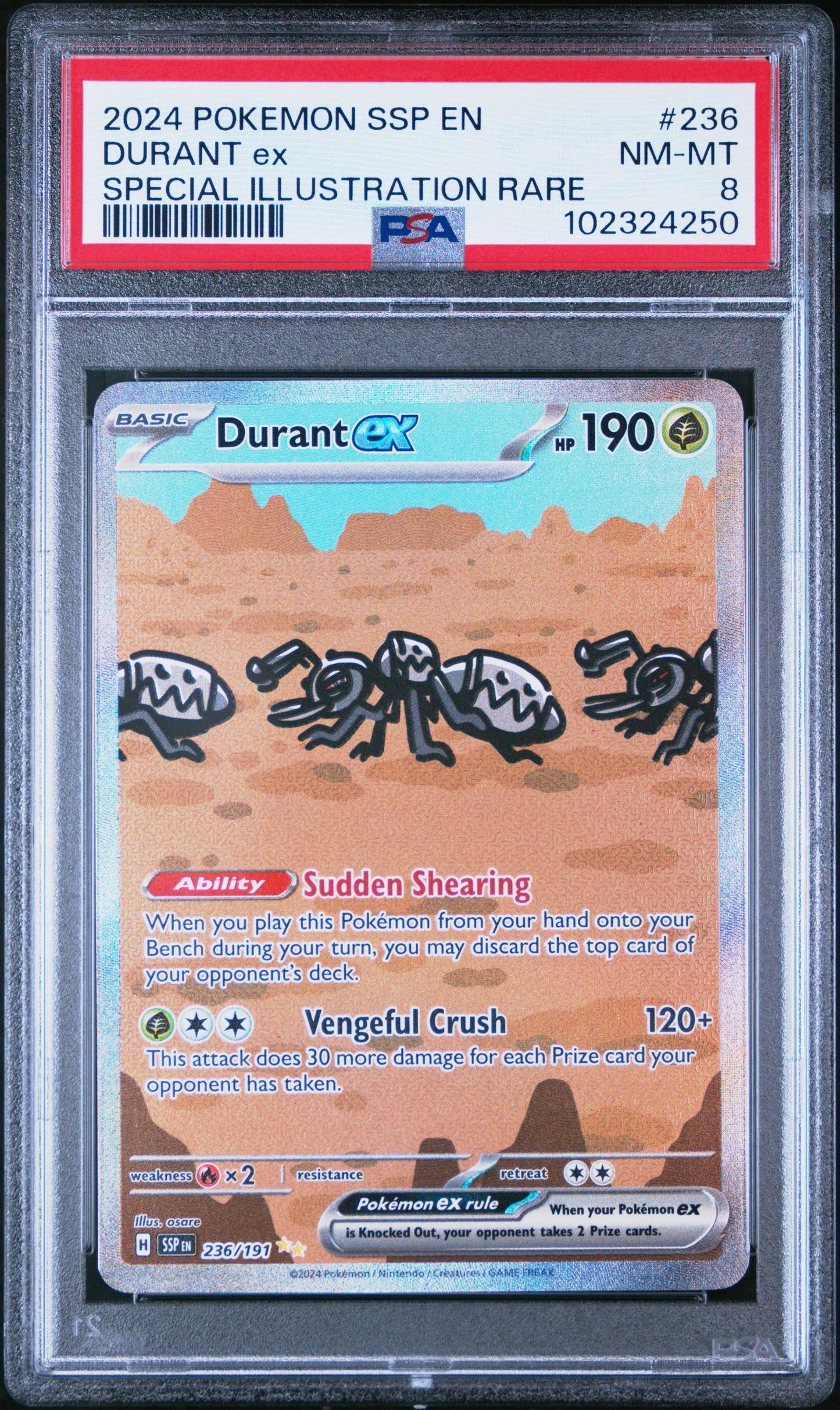 Durant Ex - Pokemon TCG Surging Sparks English - 236/191 - PSA 8