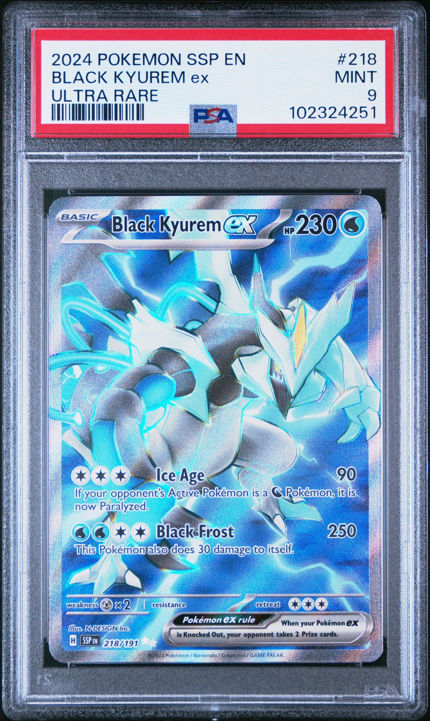 Black Kyurem Ex - Pokemon TCG Surging Sparks English - 218/191 - PSA 9