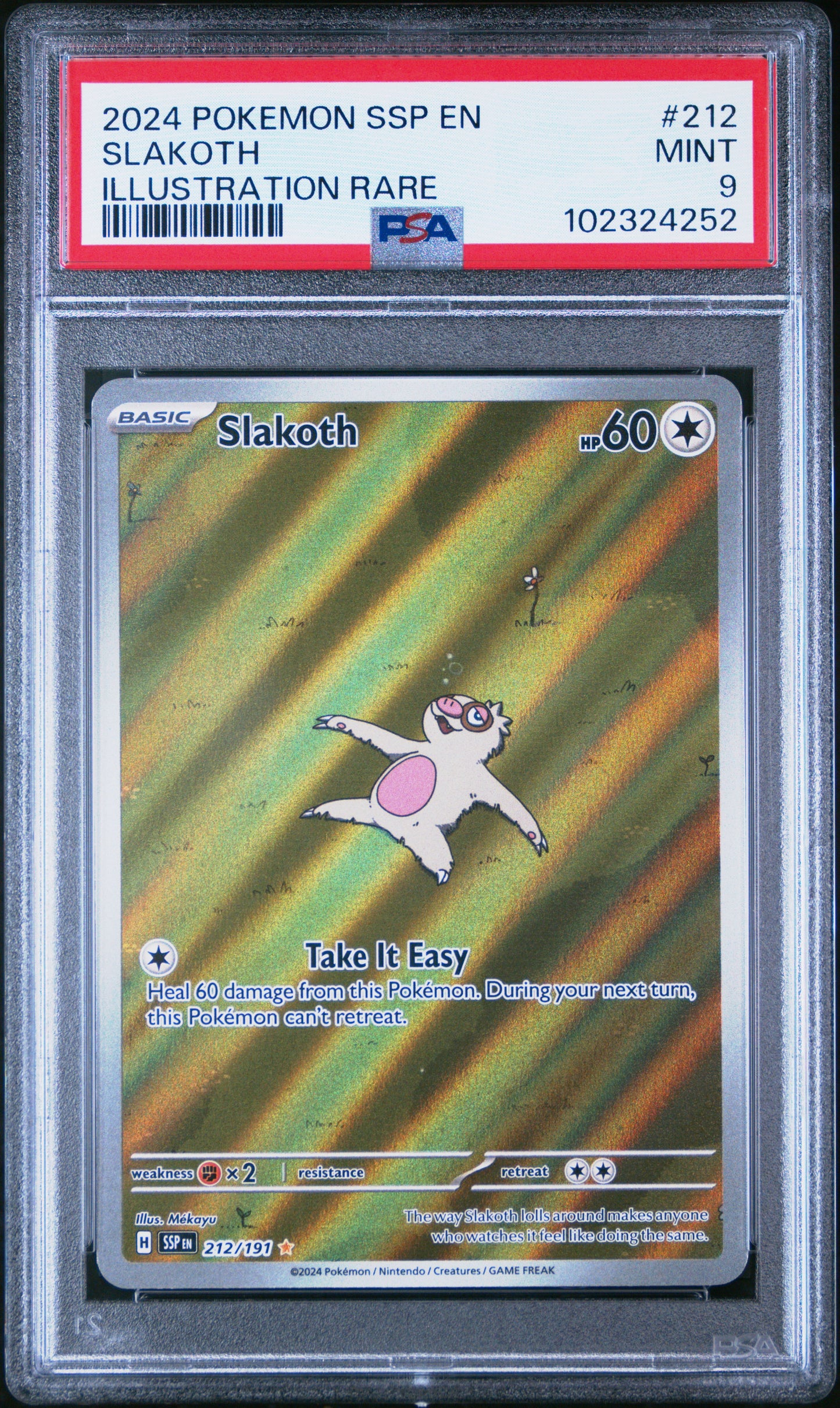 Slakoth - Pokemon TCG Surging Sparks English - 212/191 - PSA 9