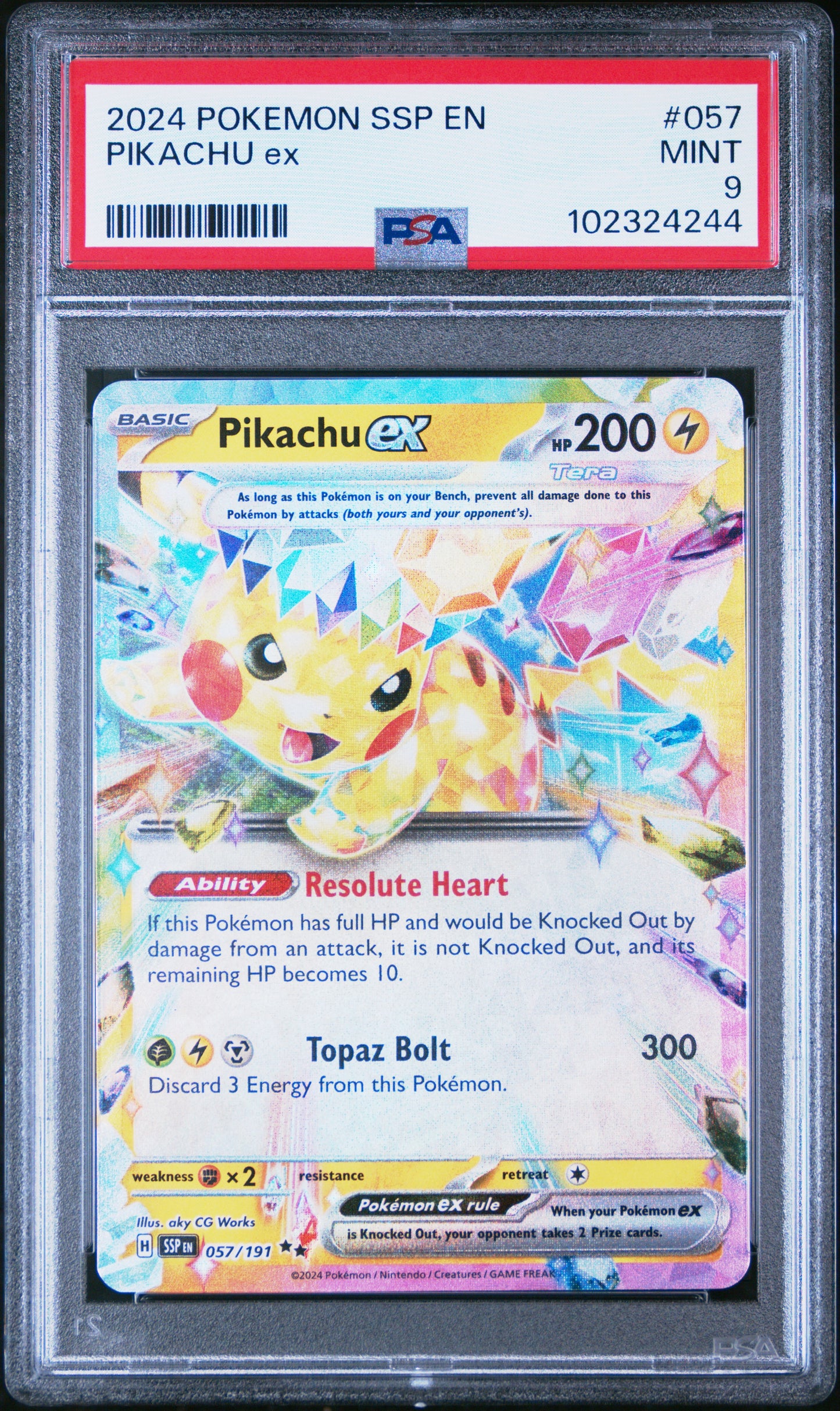 Pikachu Ex - Pokemon TCG Surging Sparks English - 57/191 - PSA 9 (Copy)