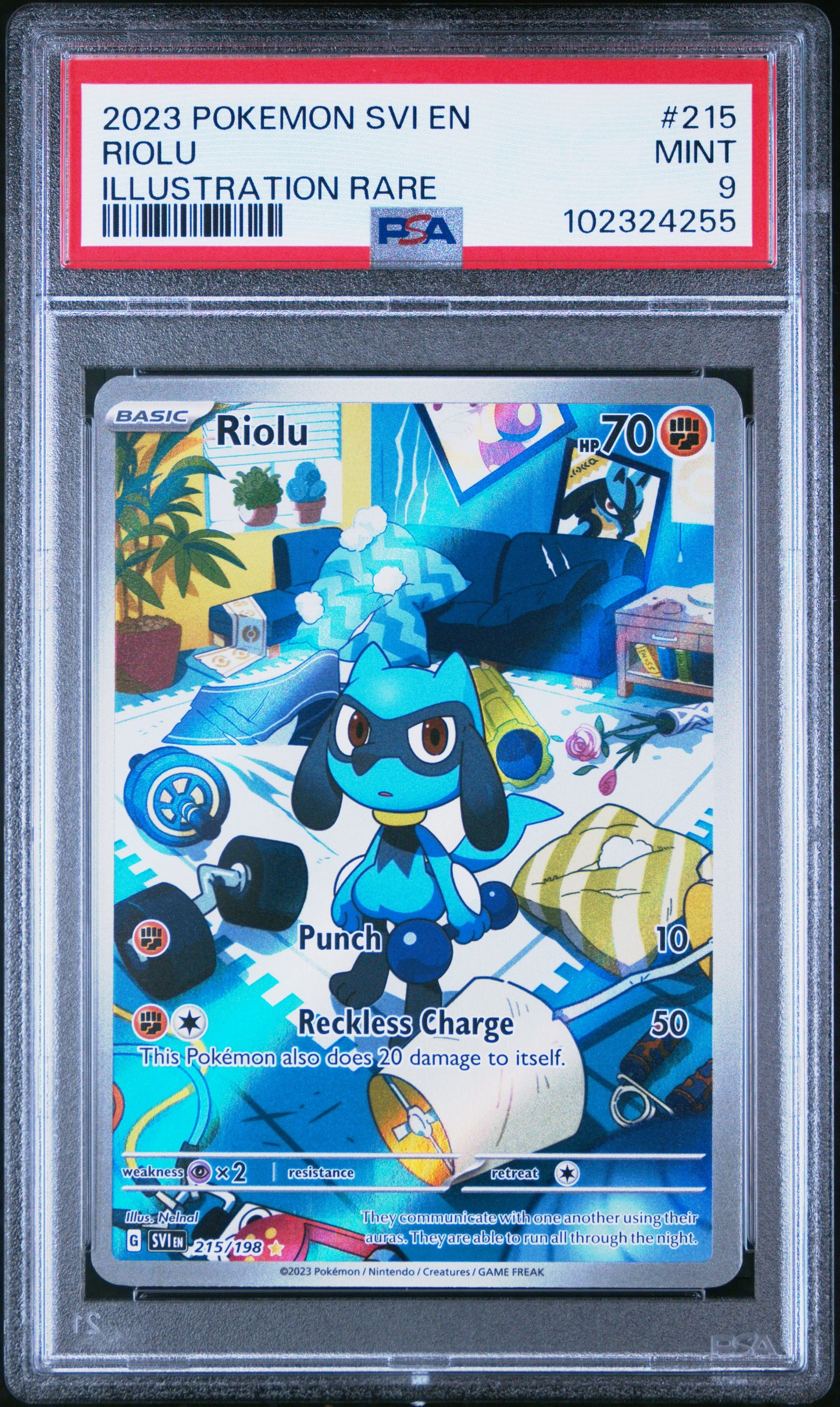 Riolu - Pokemon TCG Surging Sparks English - 215/198 - PSA 9